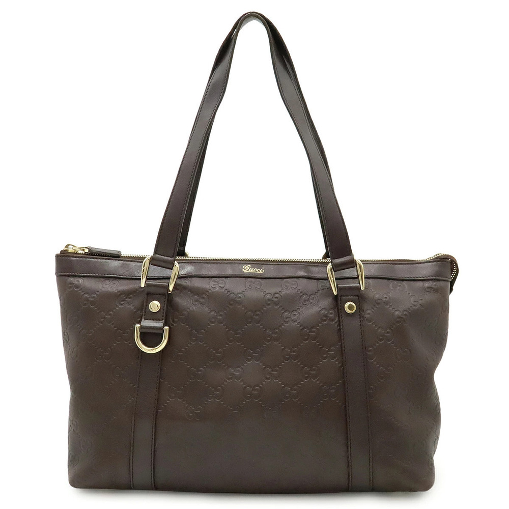Gucci Guccissima Tote Bag Shoulder Leather Dark Brown